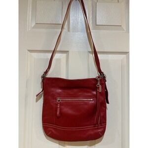 Coach Red Leather Crossbody Messenger Bag Tassel J05S-1414